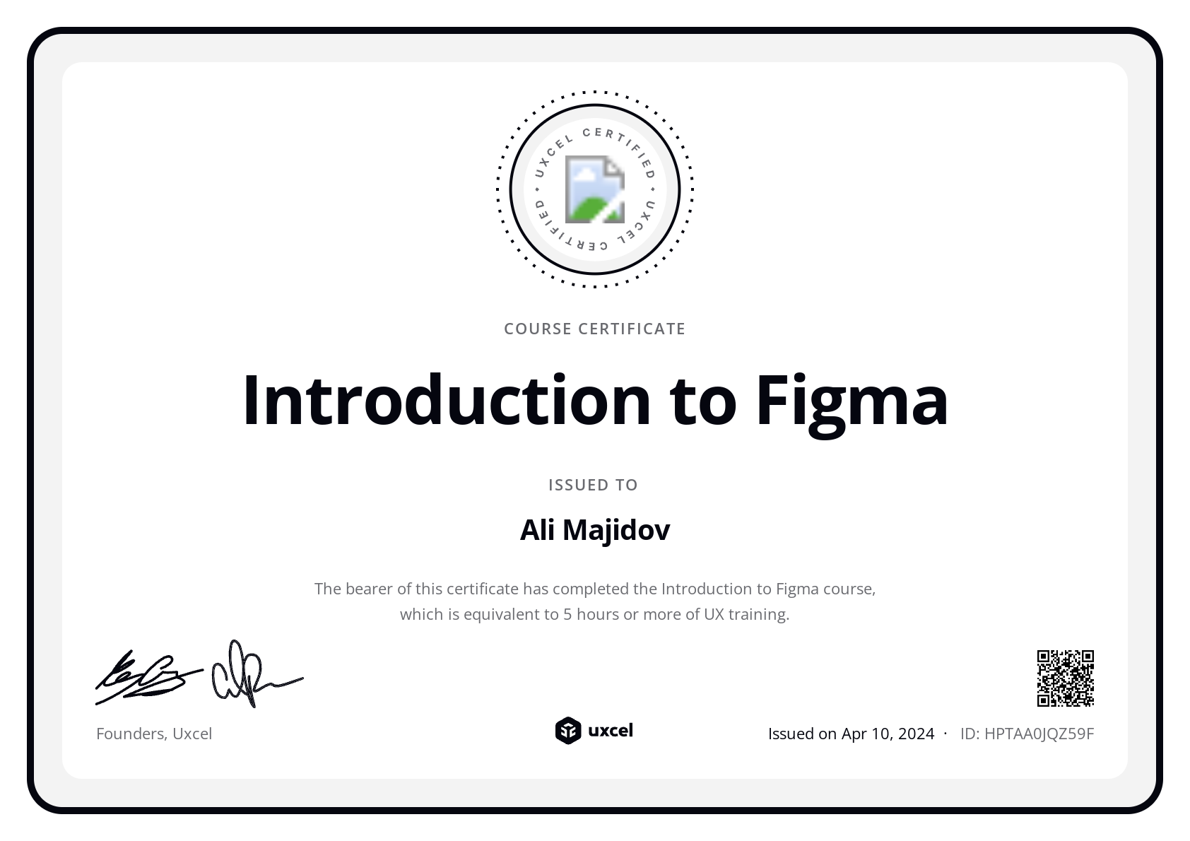 Ali Majidov's certificate